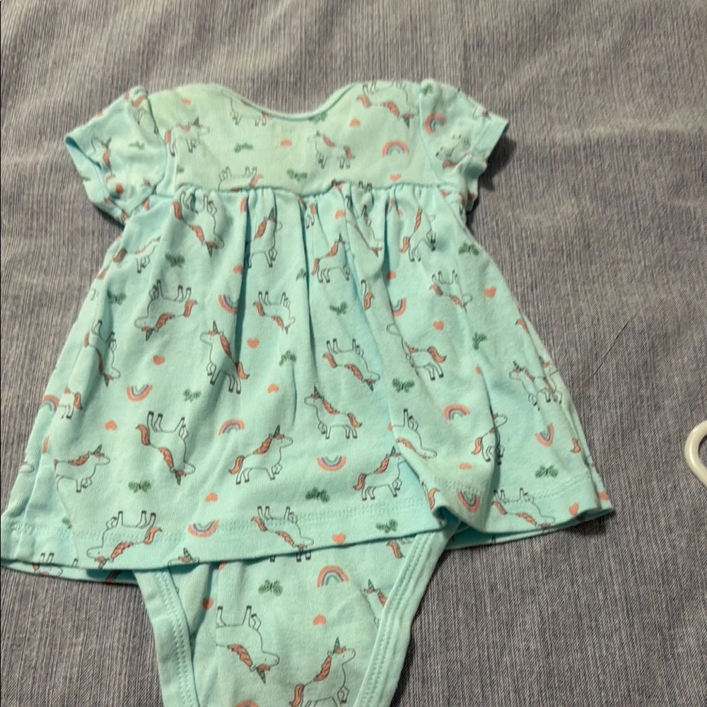 Carter's Aqua Unicorn Baby Romper
